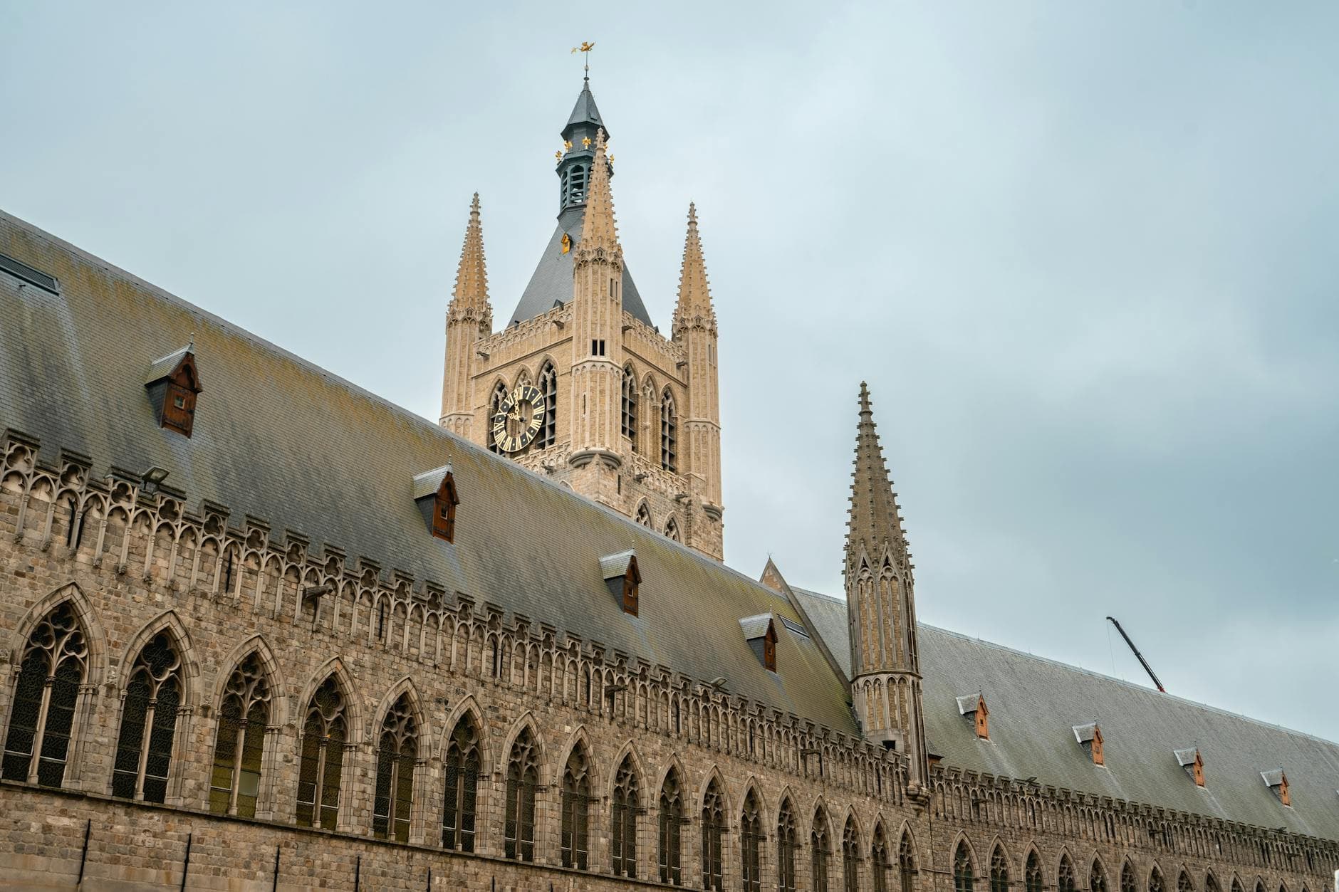 A stunning view of the gothic Saint Martin's Cathedral in Ieper, Belgium.