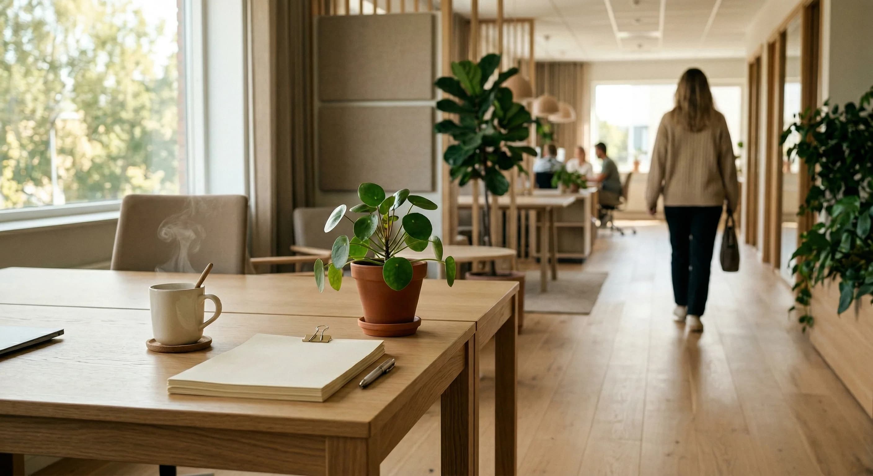 Stressramt medarbejder ved computer