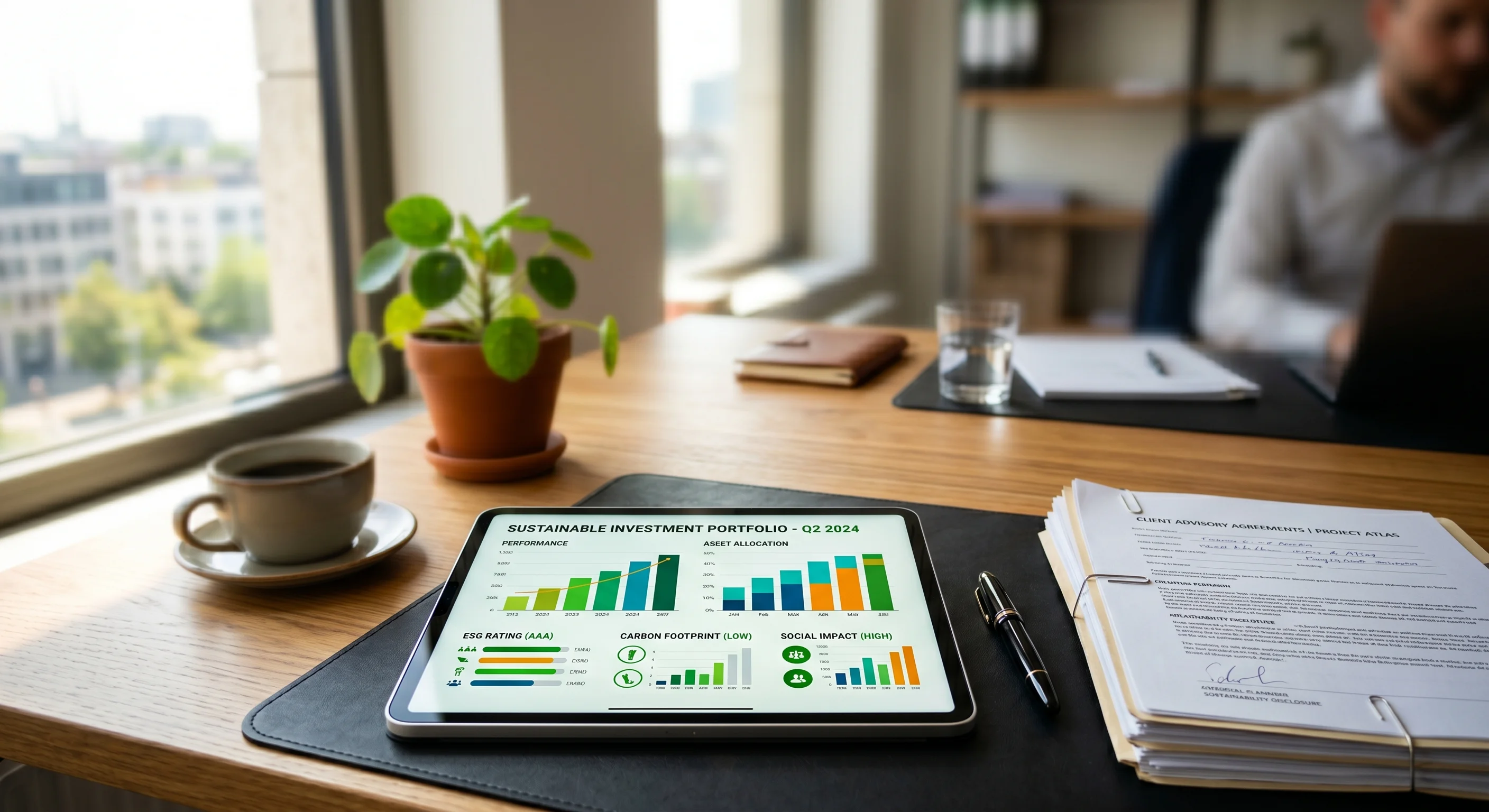 Grøn vækst og bæredygtig investeringsgraf for kapitalforvaltere.