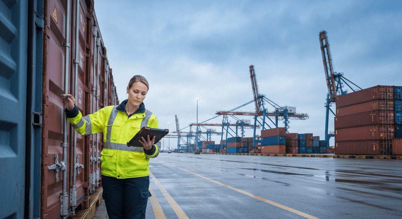 Containerhavn hvor varer kontrolleres for at sikre overholdelse af de internationale sanktioner
