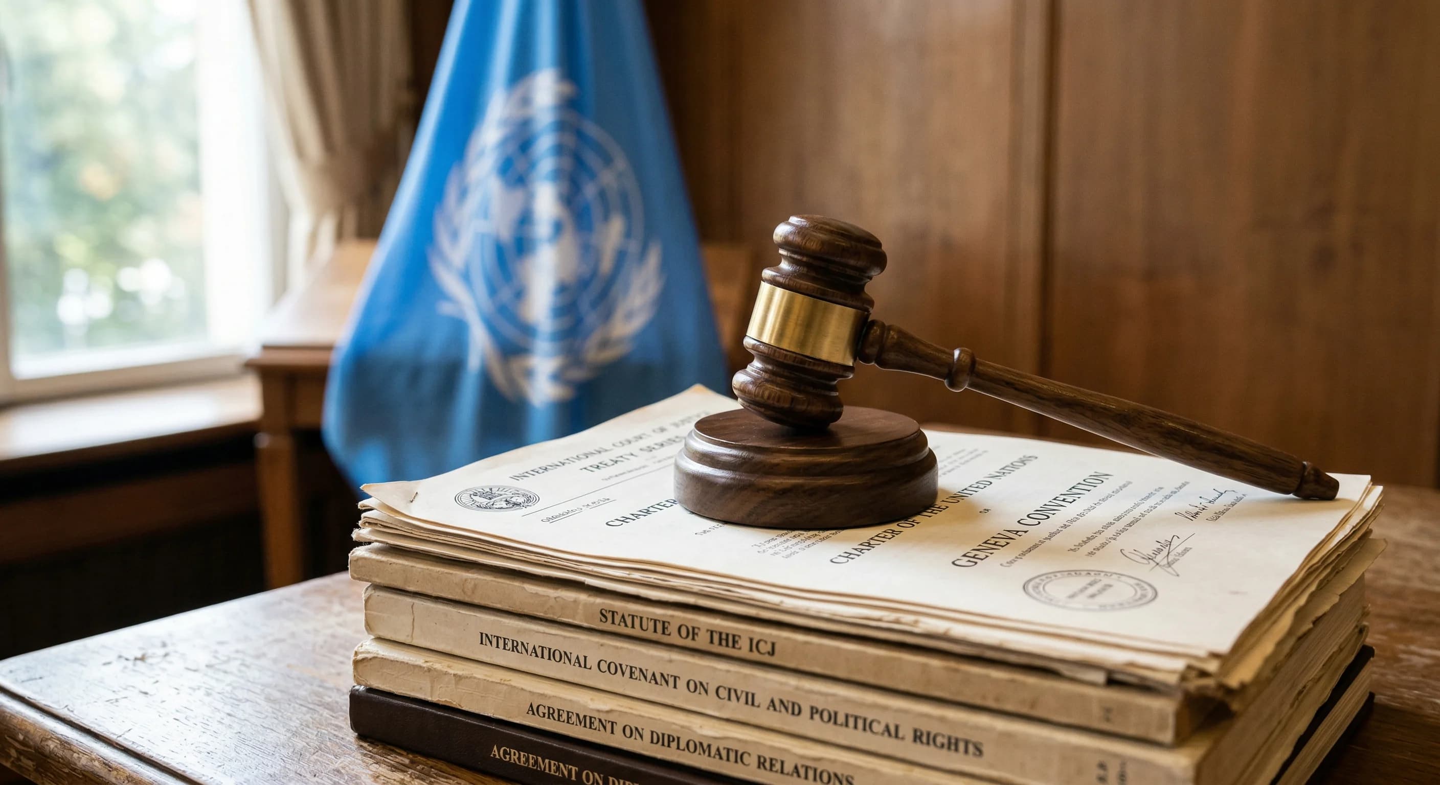 FN's mødesal der symboliserer menneskerettigheder.