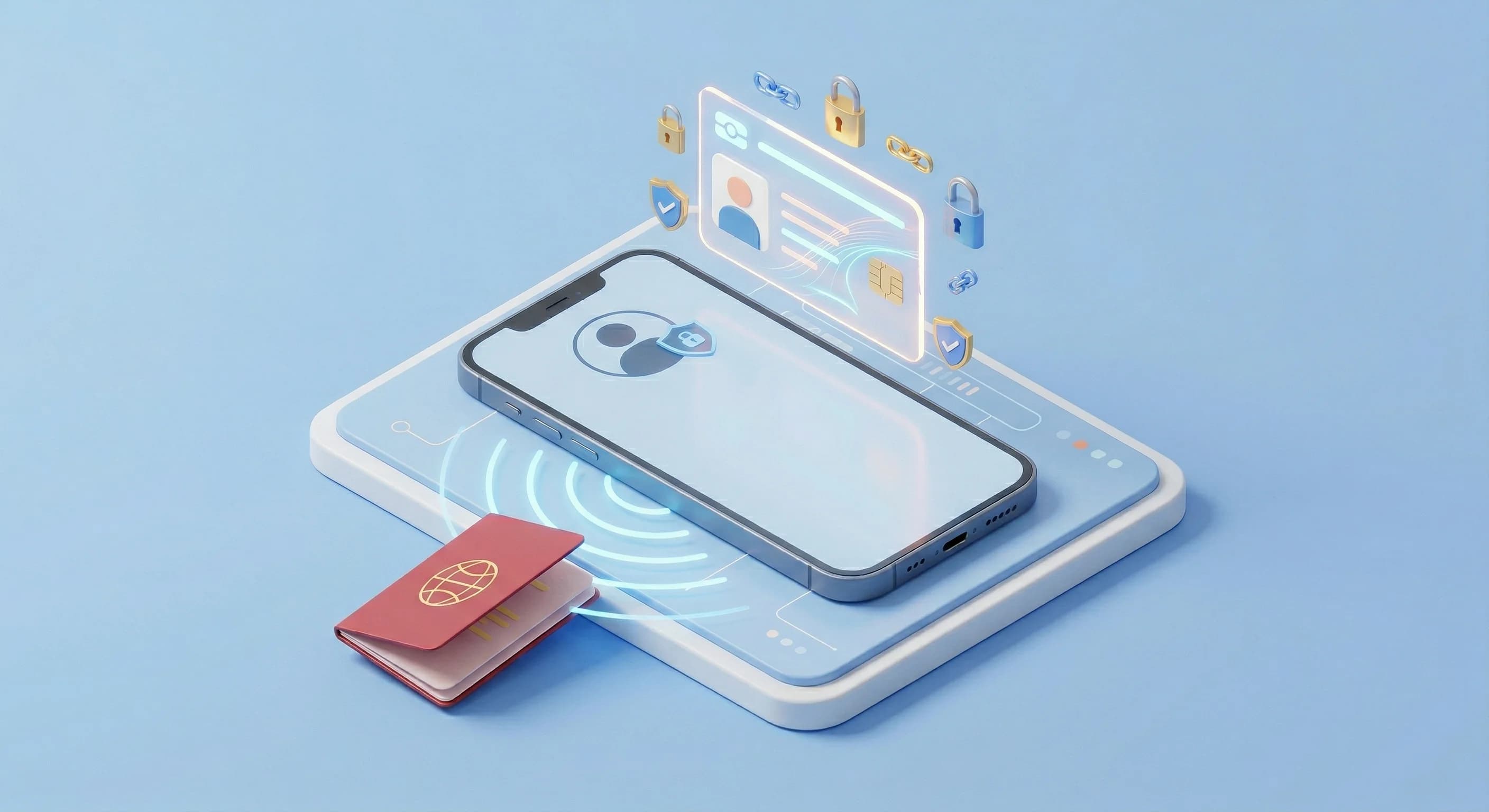 Mobiltelefon der viser en europæisk digital ID-pung