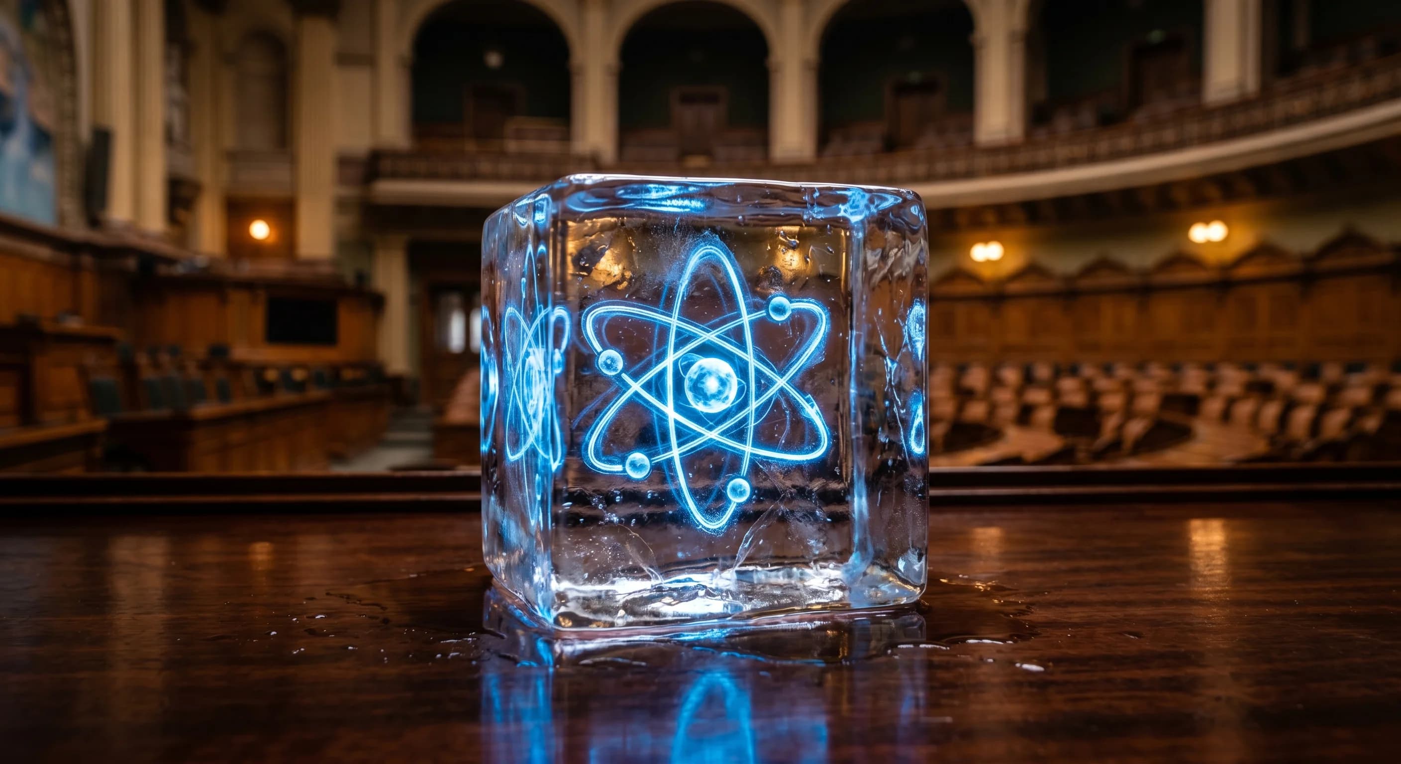 Illustration af atomkraftværk og debatten om dansk forsyningssikkerhed.