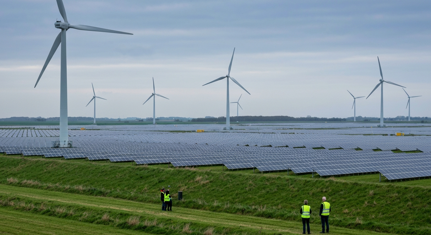 Den nye energipark ved Farris skal dække 301 hektar med sol og vind.
