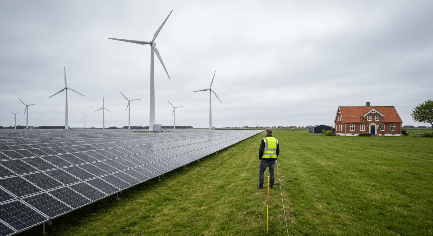 Solcelleparker og vindmøller placeres i nye energiparker med faste afstandskrav til beboelse.