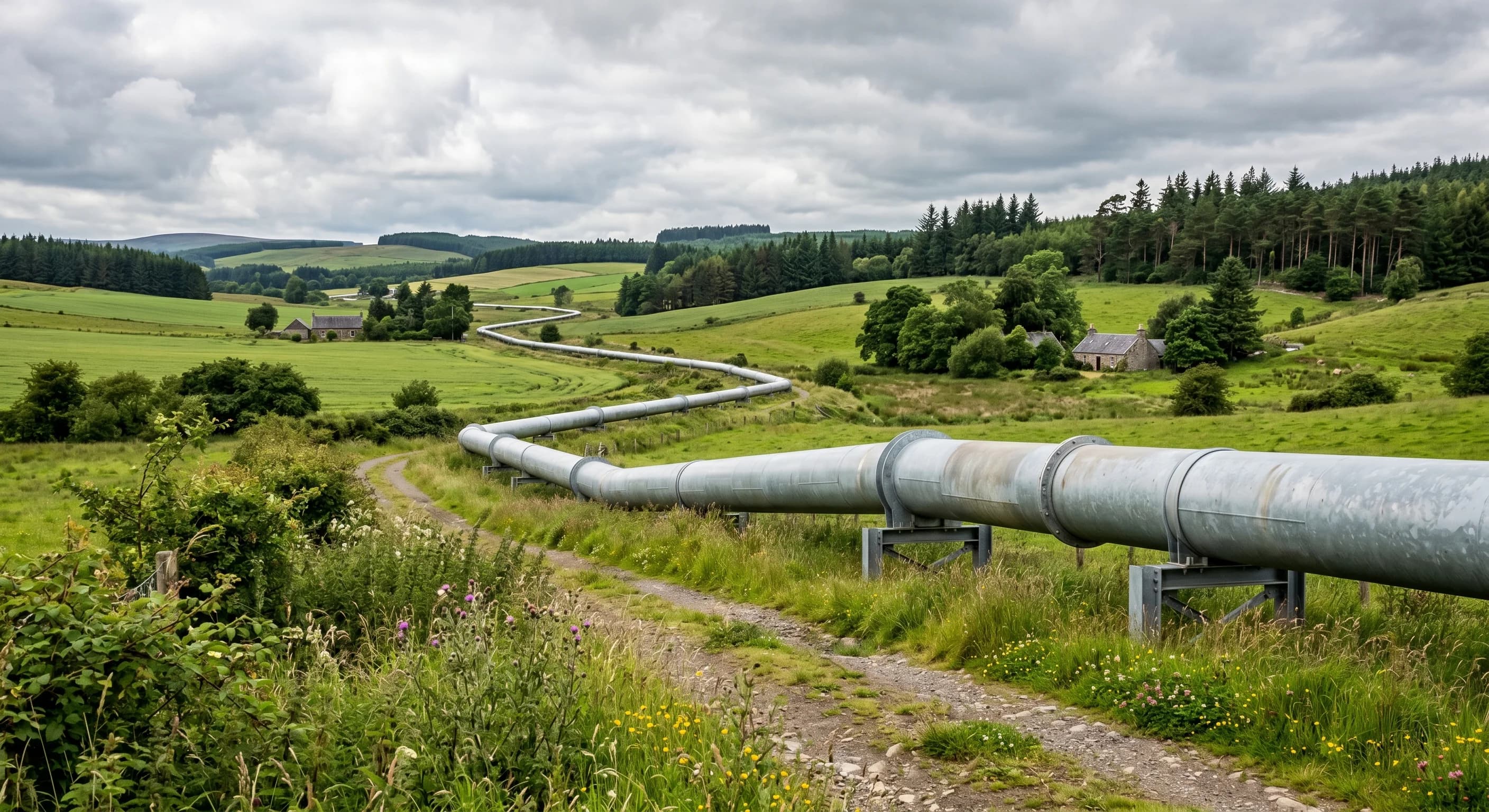Anlæg og rørføring til lagring af CO2 i Danmark.