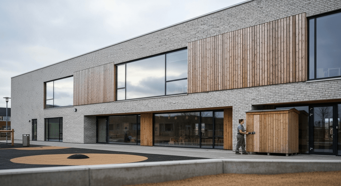 Børn leger på en legeplads i en daginstitution.