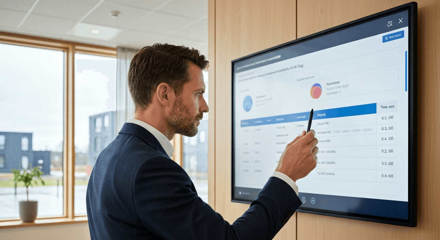 Ejendomsadministrator gennemgår digital dokumentation for genudlejning og fremvisninger