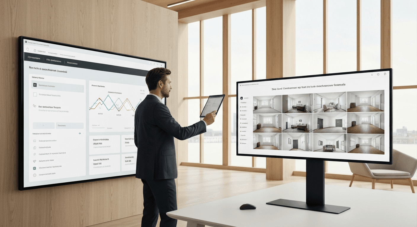 Driftschef arbejder med en varslingskalender for ejendomsporteføljen på et kontor