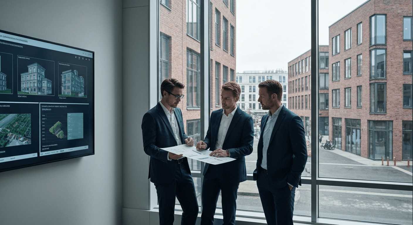 Ledelsesgruppe diskuterer nye strategier for økonomistyring og ejendomsdrift